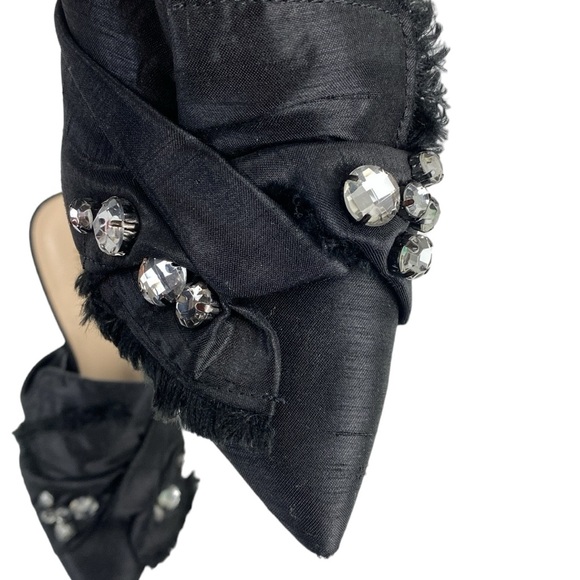 Nine West Black Satin Rhinestone Macadamia Pointed Toe Dress Mules - Picture 9 of 9